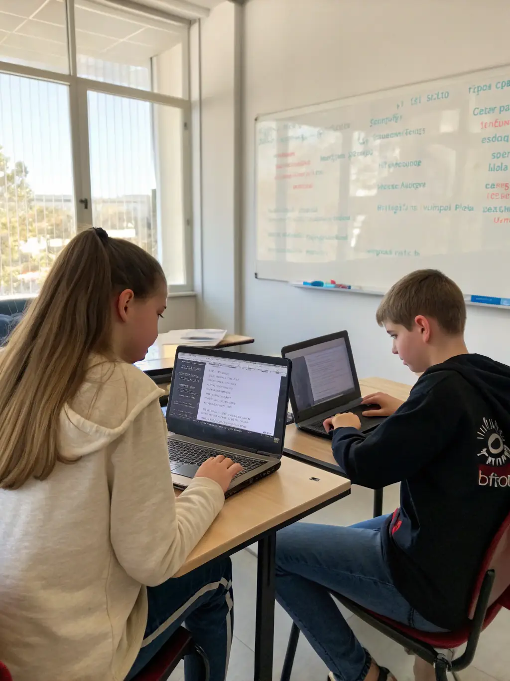 A student collaborating on a Git project, demonstrating version control and teamwork in a DevOps environment.